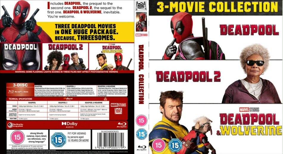 Deadpool Collection (2016-2024) R2 UK Blu Ray Cover and Labels ...