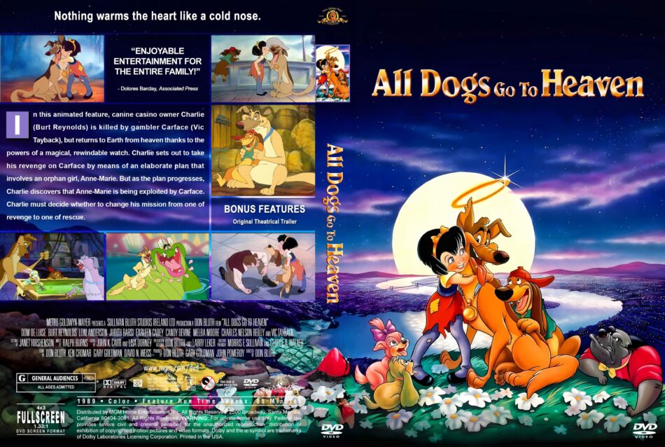 All Dogs Go go to Heaven (1989) R1 Custom DVD Cover & Label