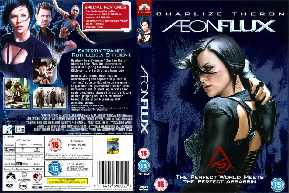 Aeon Flux (2005) R2 - Movie DVD - CD Label, DVD Cover, Front Cover