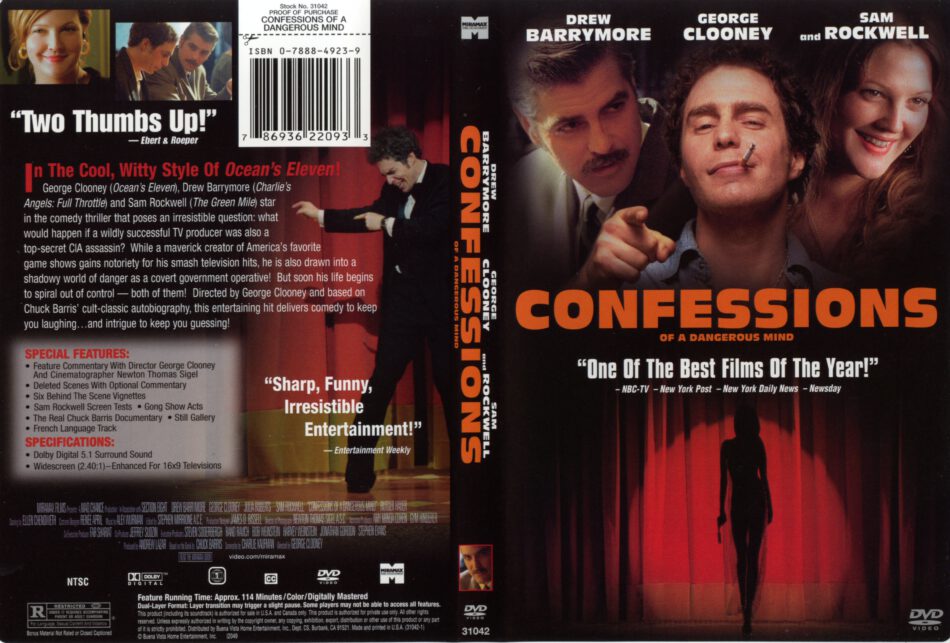 Confessions Of A Dangerous Mind (2002) WS R1 - Movie DVD - CD Label, DVD  Cover, Front Cover