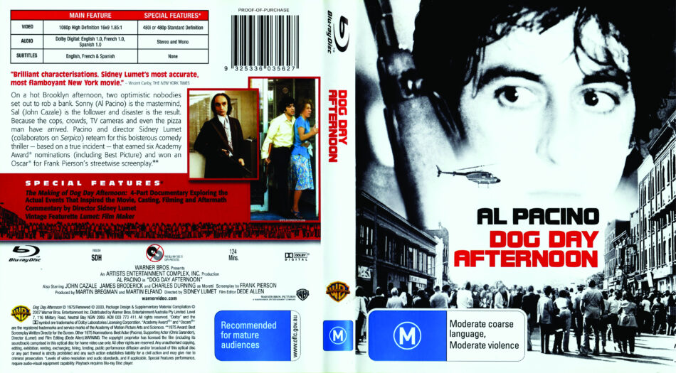 Dog Day Afternoon (1975) WS R4 - Blu-Ray DVD - Front DVD Cover