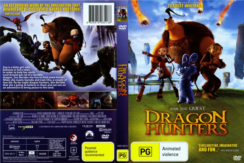 Dragon Hunters (2008) R1 & R4 - Cartoon DVD - CD Label, DVD Cover, Front  Cover