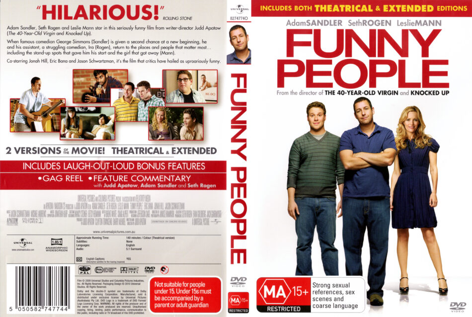 Funny People (2009) R4 - Movie DVD - CD Label, DVD Cover, Front Cover