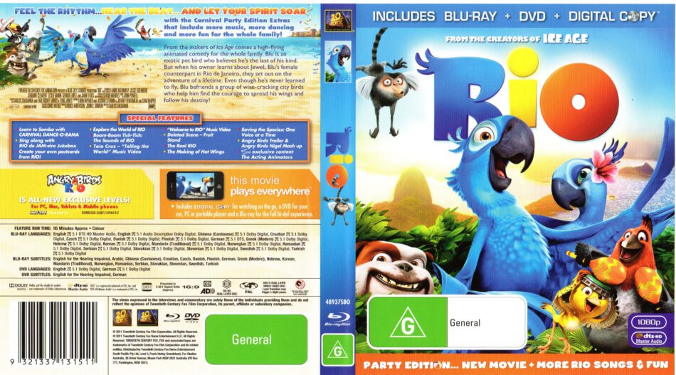 Rio Blu Ray Dvd Cd Cover Dvd Cover Front Cover