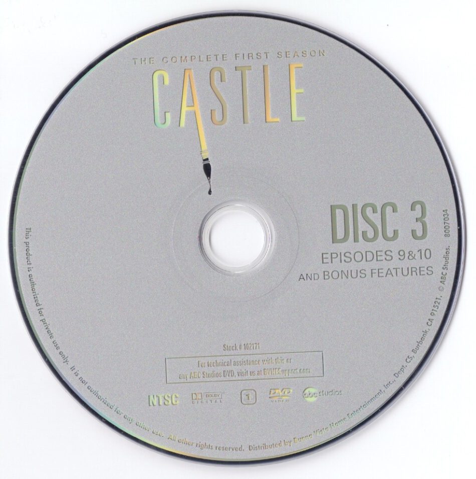 Castle: The Complete First Season (2009) WS R1 - TV Series - CD Label