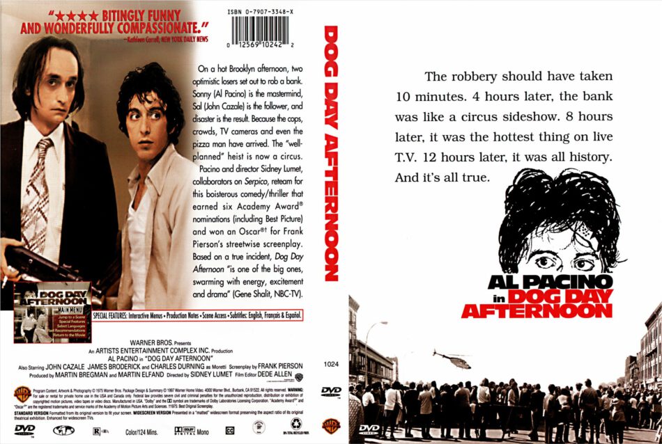 Dog Day Afternoon (1975) WS R1 - Movie DVD - CD Label, DVD Cover, Front