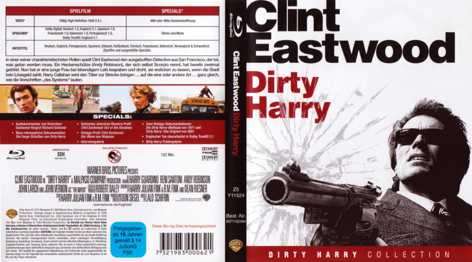 Dirty Harry Blu-Ray DVD Cover (1971) R2 German