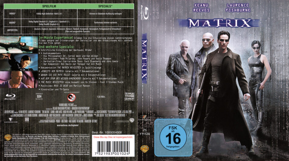 Matrix Blu Ray Dvd Cover 1998 R2 German