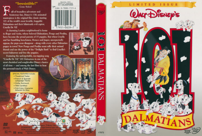 101 Dalmations (Original) dvd cover