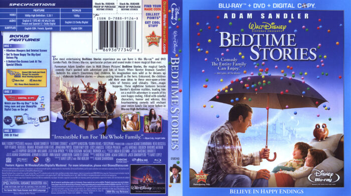 Bedtime Stories (Blu-ray) dvd cover