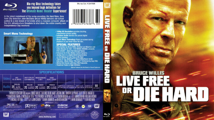 Die Hard 4 Live Free Or Die Hard (Blu-Ray) dvd cover