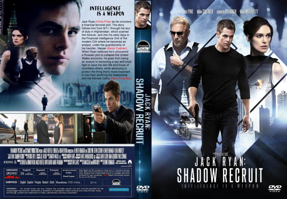 Jack Ryan Shadow Recruit DVD Cover (2014) R1 Custom Art