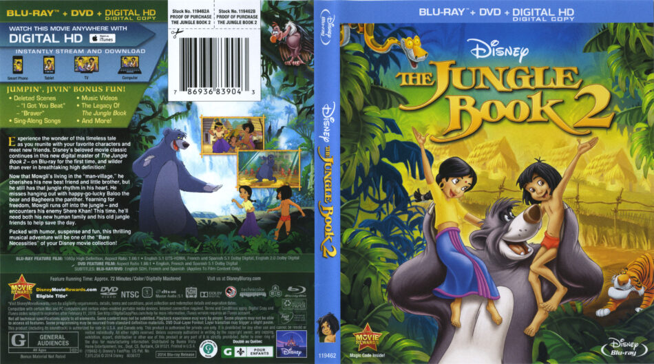 The Jungle Book 2 blu-ray dvd cover