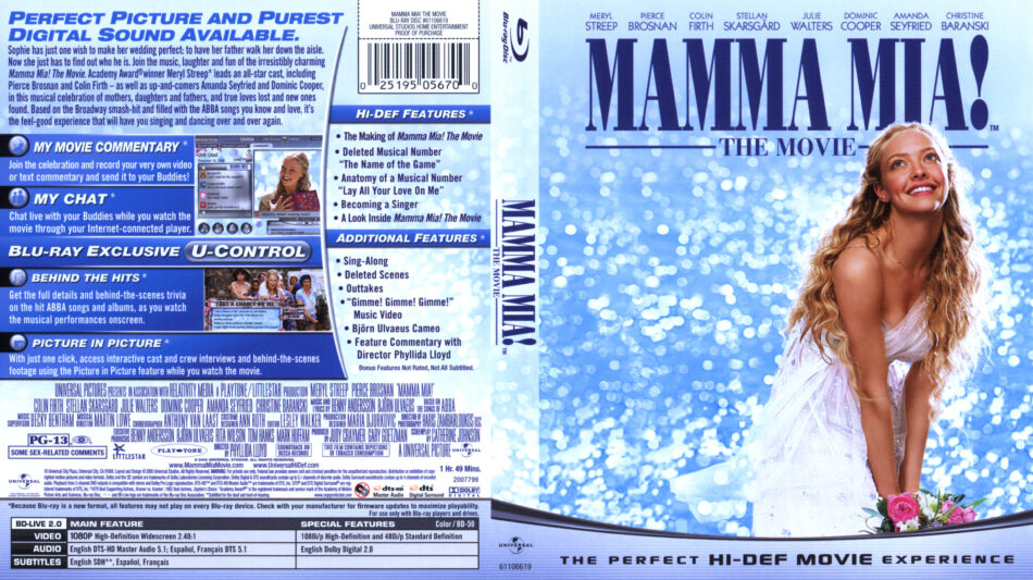 Mama Mia Blu Ray Dvd Cover And Label 2008