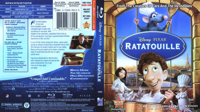 Ratatouille Blu Ray Dvd Cover 2007