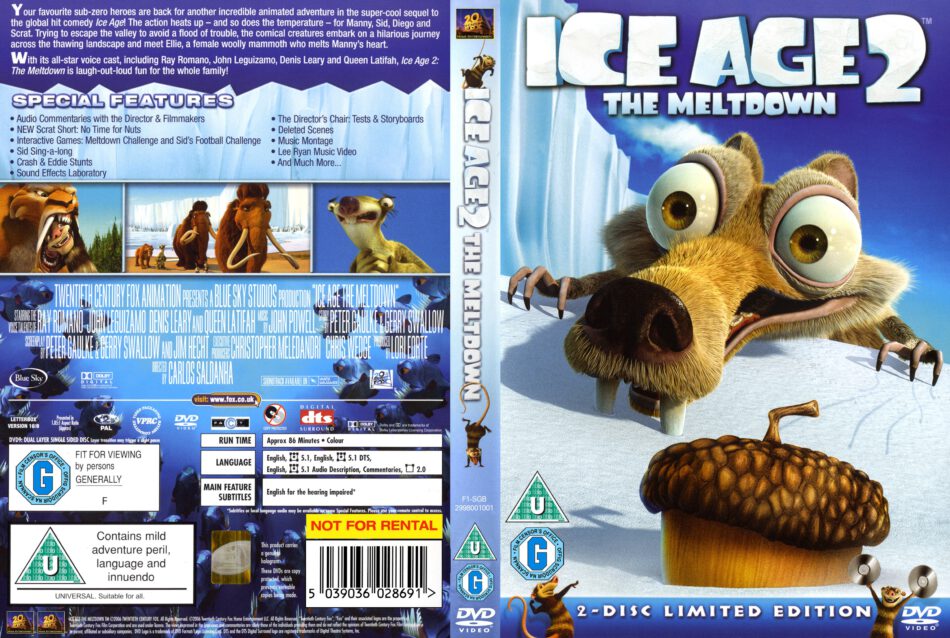 Ice Age 2: The Meltdown (2006) R2 - Cartoon DVD - CD Label, DVD Cover,  Front Cover