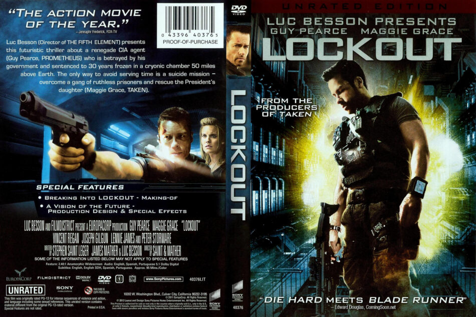 Lockout (2012) WS Unrated R1 - Movie DVD - Front DVD Cover