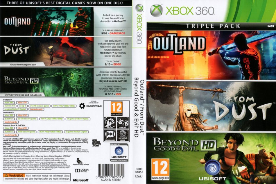Ubisoft игры xbox. From Dust Xbox 360 обложка. Outland Xbox 360. Beyond good and Evil Xbox 360 обложка. Beyond good and Evil Xbox.