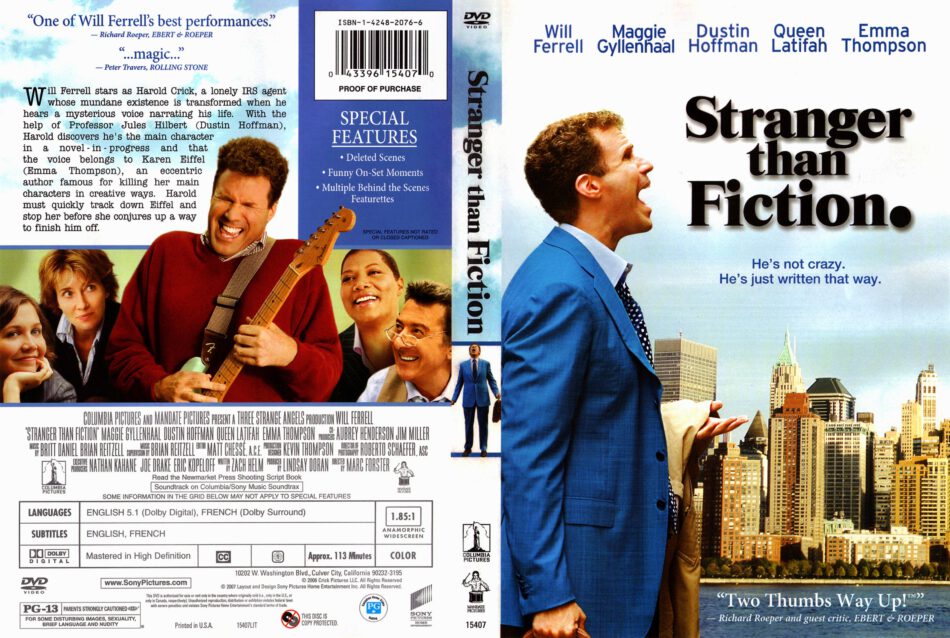 Stranger Than Fiction (2006) WS R1 - Movie DVD - CD Label, DVD Cover ...