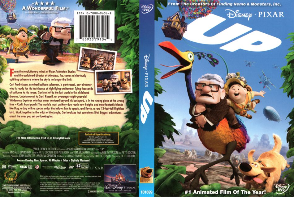 Up (2009) WS R1 - Cartoon DVD - CD label, DVD Cover, Front Cover